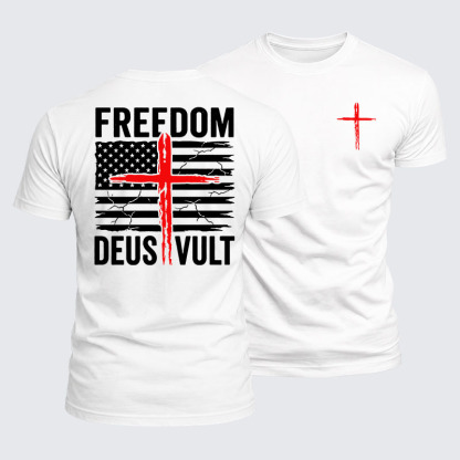 Luxe Mercerized Cotton Tee - Deus Vult American Flag Freedom