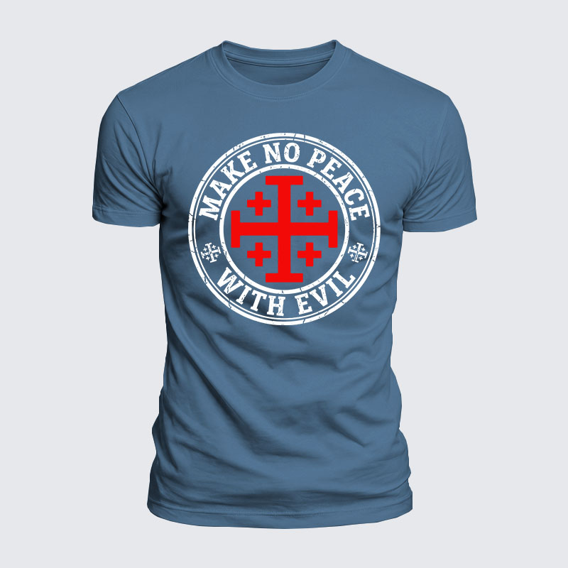 Luxe Mercerized Cotton Tee - Make No Peace with Evil Knight Templar Jerusalem Cross