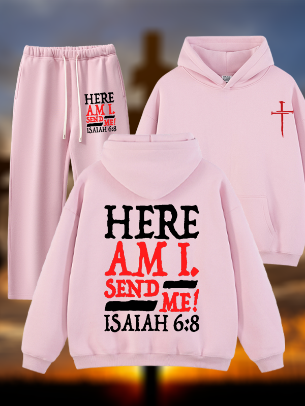 Isaiah 6:8 Send Me! Jesus God Christian Plush Fleece-Lined Hoodie Set
