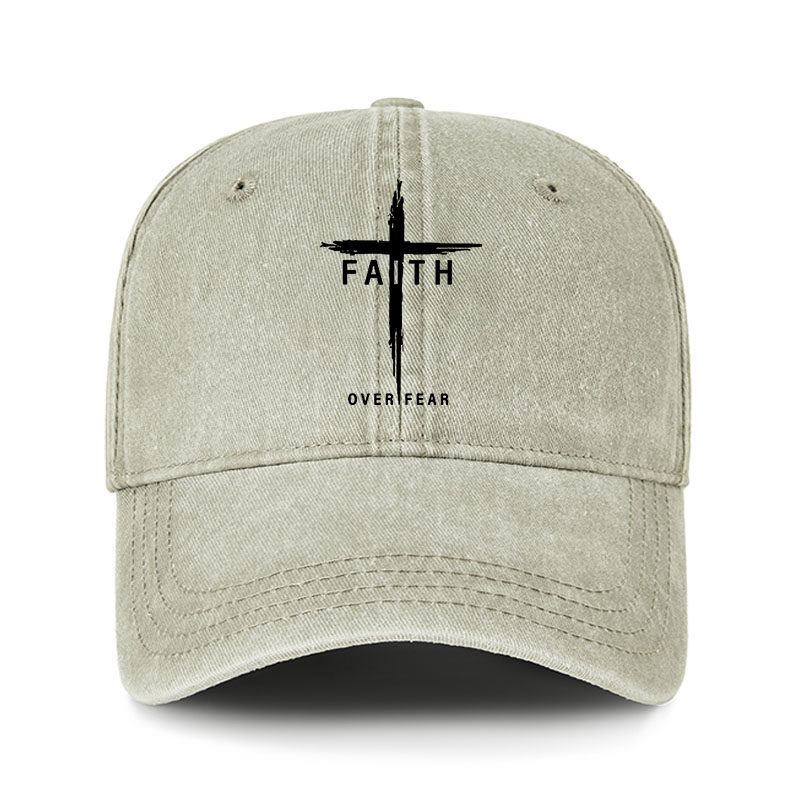 Heritage Washed Cap - Faith Over Fear Cross