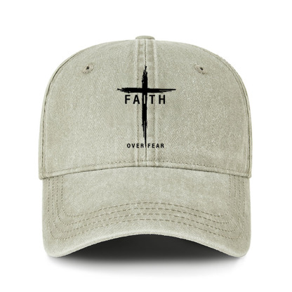 Heritage Washed Cap - Faith Over Fear Cross