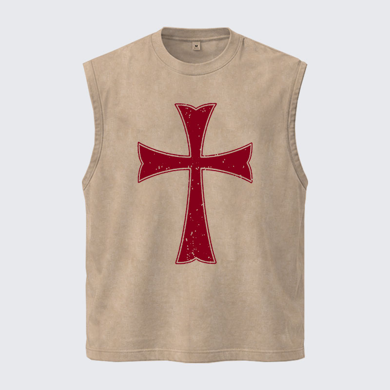 Washed Tank Top - Knights Templar Crusader Cross