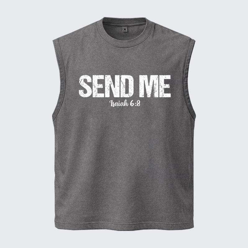 Washed Tank Top - Isaiah 6:8 - SEND ME