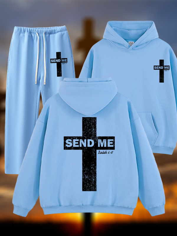 Send Me Isaiah 6:8 Jesus God Christian Plush Fleece-Lined Hoodie Set