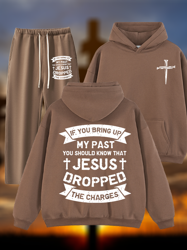 Jesus Dropped The Charges Jesus God Christian Plush Fleece-Lined Hoodie Set