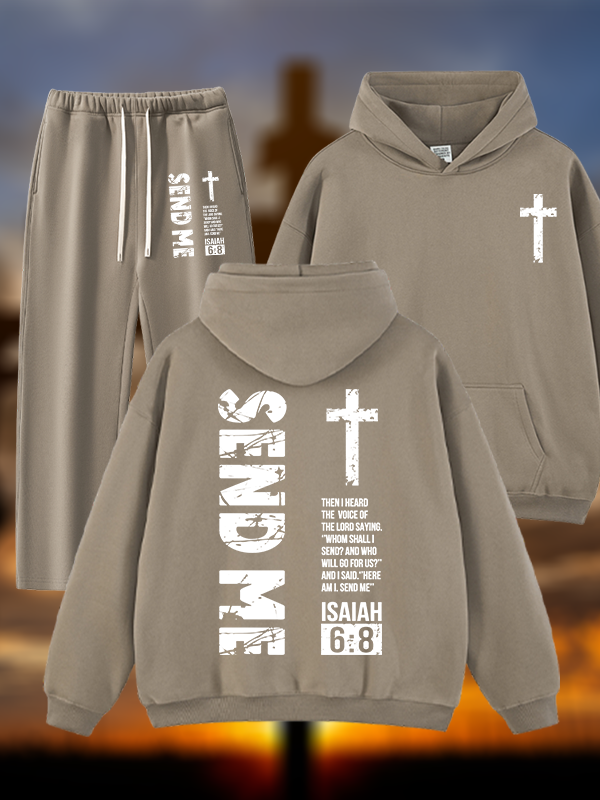 Send Me Isaiah 6:8 Jesus God Christian Plush Fleece-Lined Hoodie Set