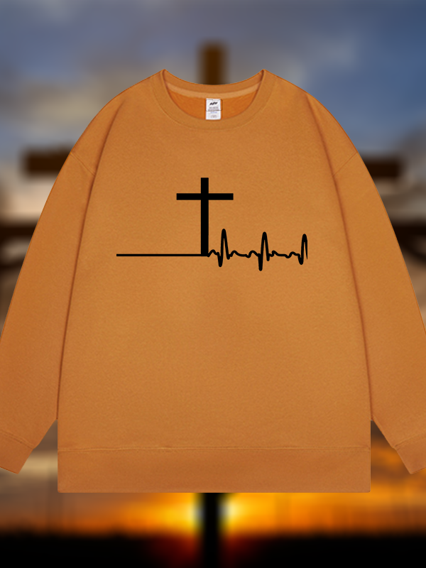 ECG Cross Jesus God Christian Sweatshirt