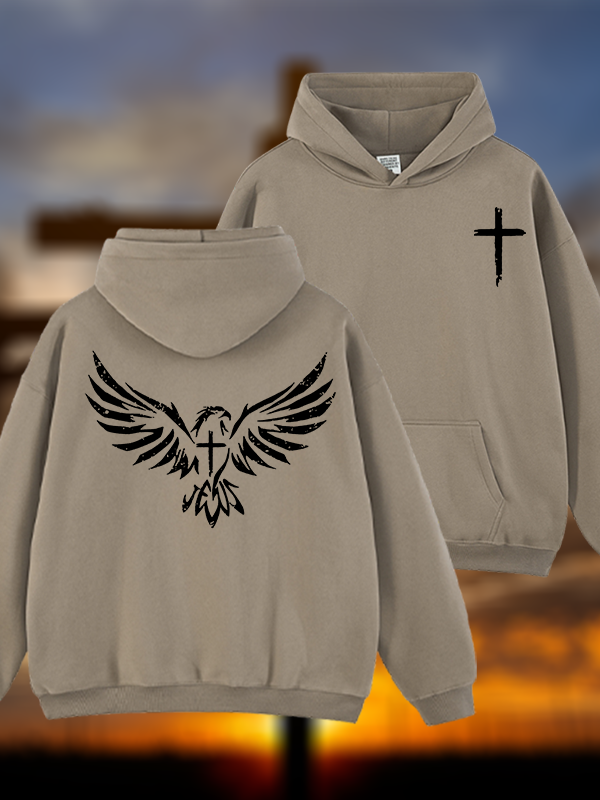 Wings Like Eagles Jesus God Christian Plush Fleece-Lined Hoodie