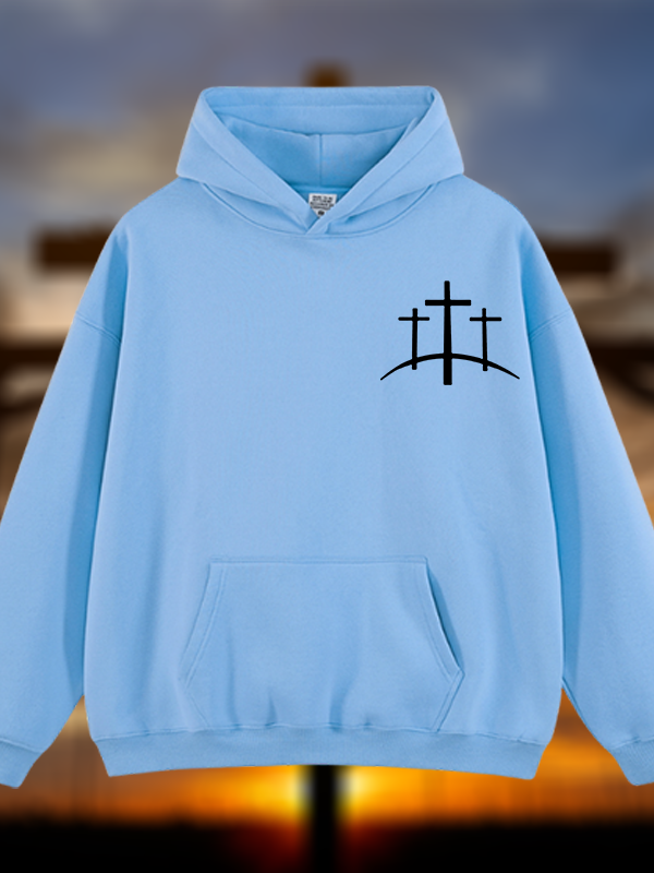 Cross Printed Jesus God Christian Plush Fleece-Lined Hoodie