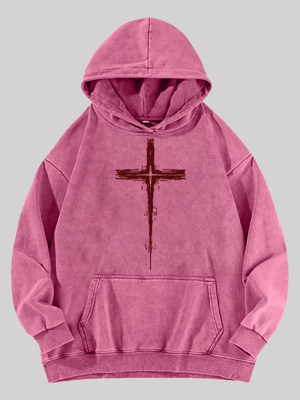 Light of Cross Jesus God Christian Washed Hoodie