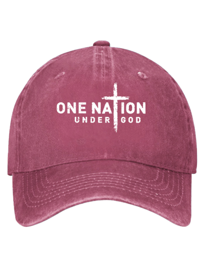 One Nation Under God Cross  Christian Hat