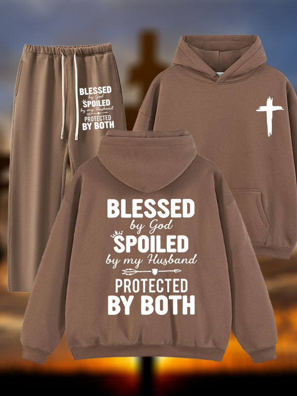 God Bless Jesus God Christian Plush Fleece-Lined Hoodie Set