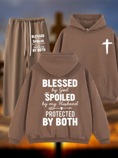 God Bless Jesus God Christian Plush Fleece-Lined Hoodie Set