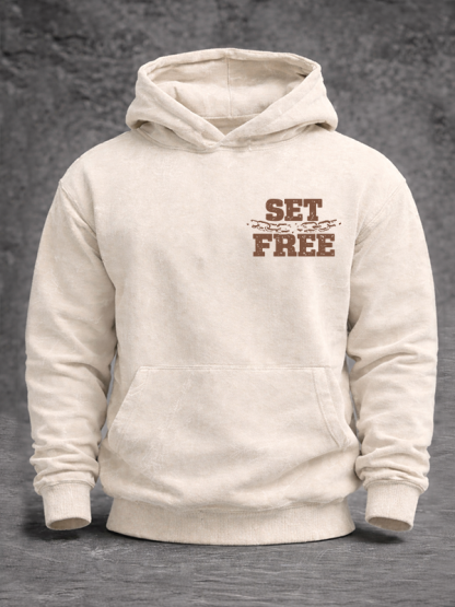 Set Free Jesus God Christian Washed Hoodie