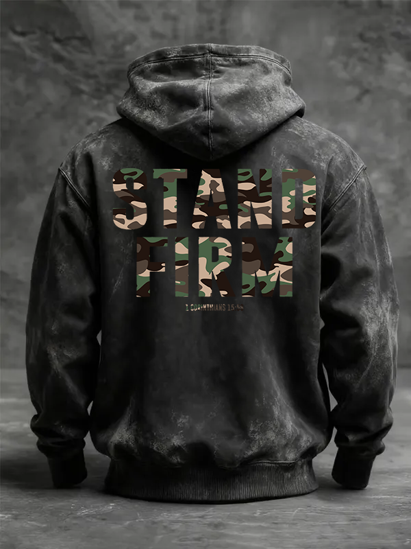 Stand Firm Jesus God Christian Washed Hoodie