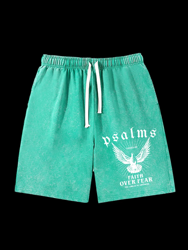 Faith Over Fear Jesus God Christian Washed Shorts
