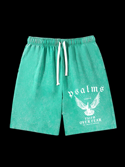 Faith Over Fear Jesus God Christian Washed Shorts