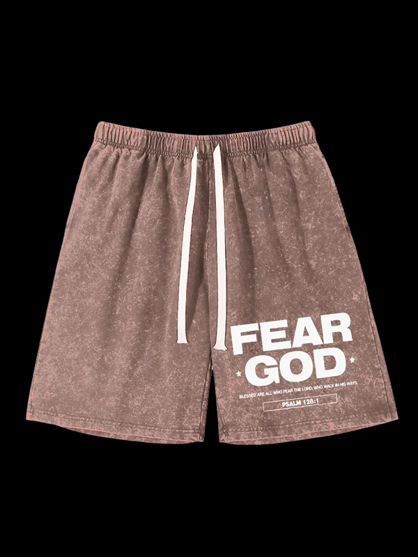 Fear God Jesus God Christian Washed Shorts
