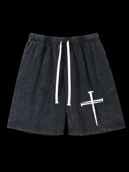 Iron Faith Jesus God Christian Washed Shorts