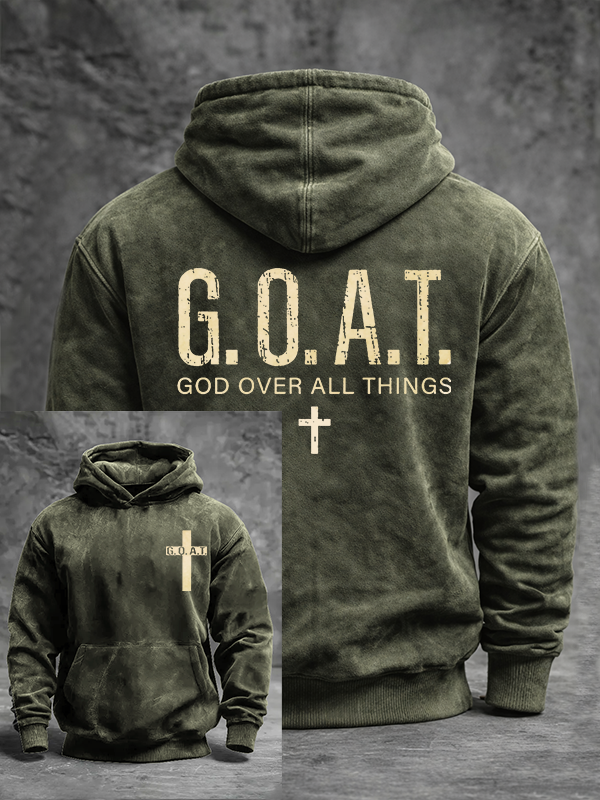 God over All Things Jesus God Christian Washed Hoodie