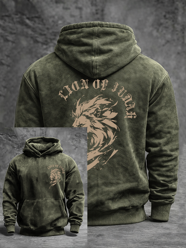 Lion Of Judah Jesus God Christian Washed Hoodie