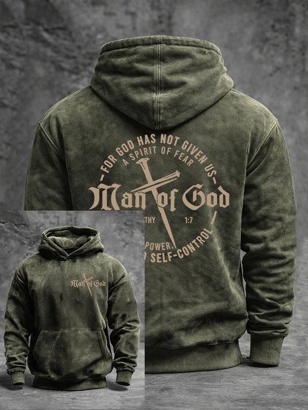 Man of God Jesus God Christian Washed Hoodie