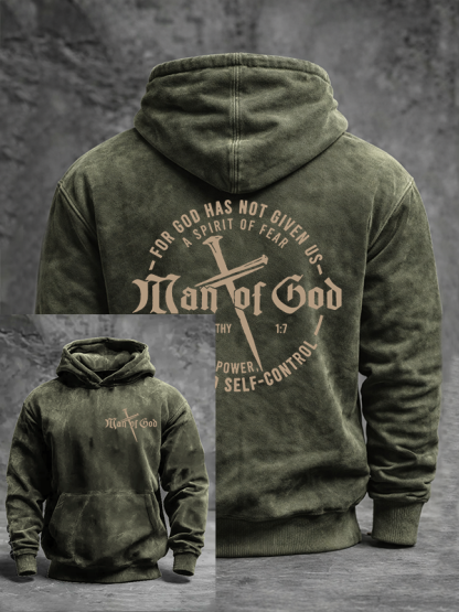 Man of God Jesus God Christian Washed Hoodie