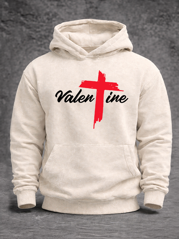 Valentine Jesus God Christian Washed Hoodie