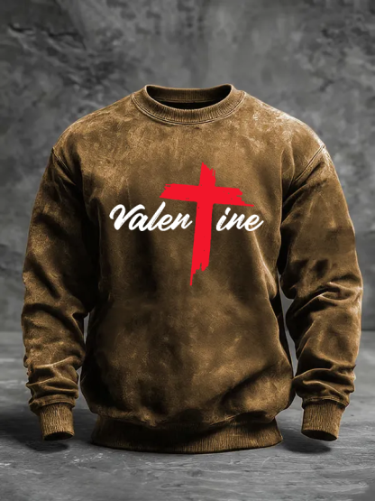 Valentine  Jesus God Christian Washed Sweatshirt
