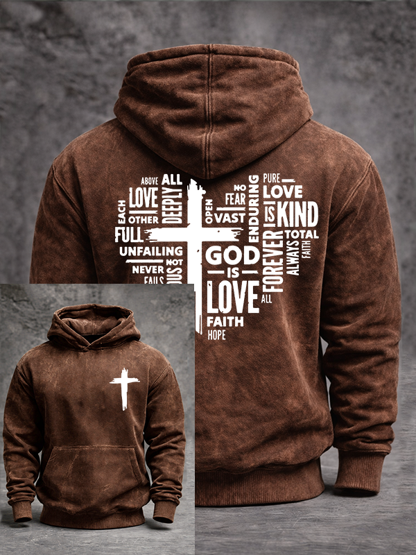 God is Love Jesus God Christian Washed Hoodie