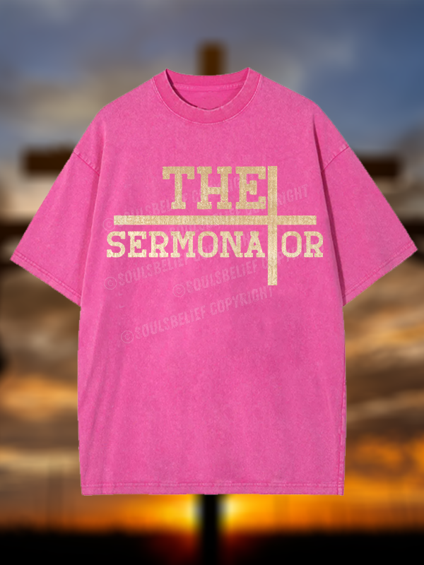 The Sermonator Christian Washed T-Shirt