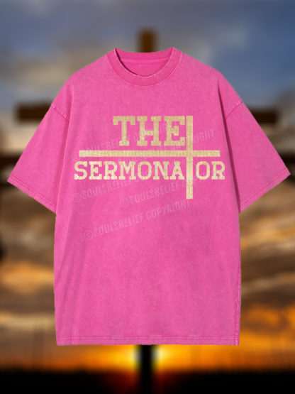 The Sermonator Christian Washed T-Shirt
