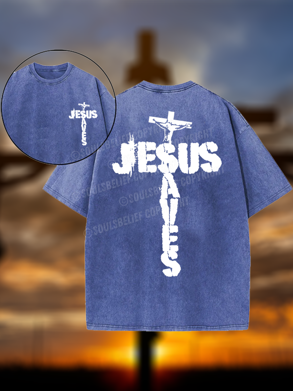 Jesus Saves Christian Washed T-Shirt