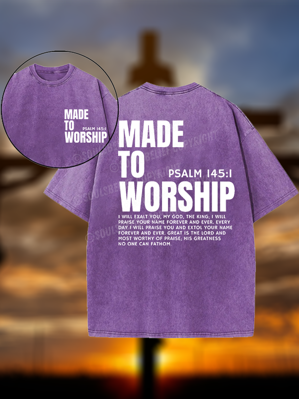 Made To Worship Jesus God Christian Washed T-Shirt