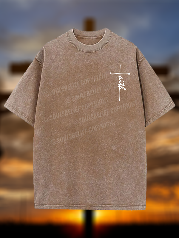 Faith Jesus God Christian Washed T-Shirt