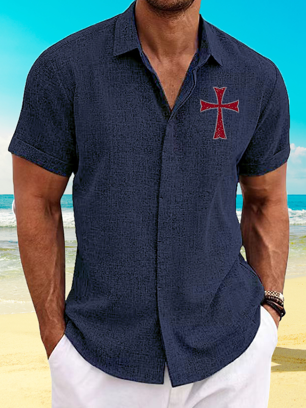 Knights Templar Crusader Cross  Jesus God Christian Short Sleeve Shirt
