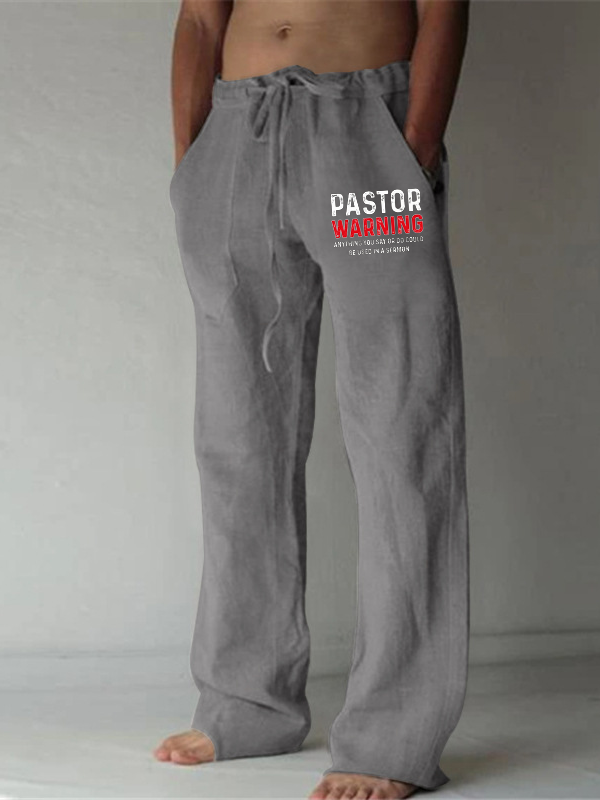 Pastor Warning Anything You Say or Do Could Be Used in a Sermon Christian Beach Pants
