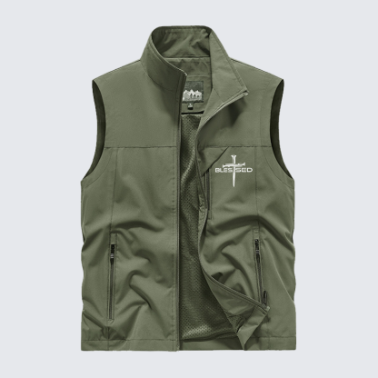 Cross Blessed Jesus God Christian Outdoor Quick-dry Vest