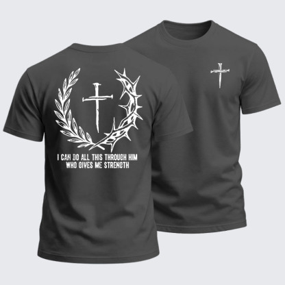 Heavyweight Cotton Tee - I Can Do All This Throuch Him Who Gives Me Strength