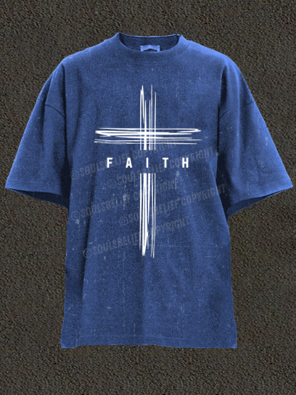 Faith Cross Christian Washed T-Shirt
