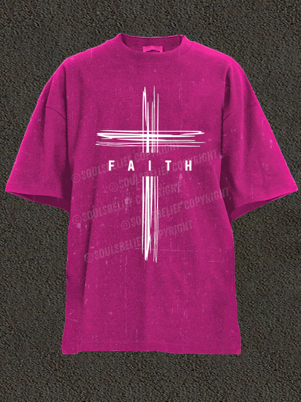 Faith Cross Christian Washed T-Shirt