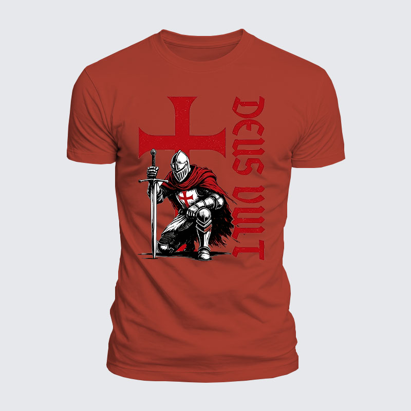 Luxe Mercerized Cotton Tee - Templar Knight Crusader Deus Vult