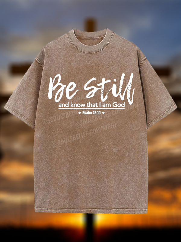 Psalm 46:10 Christian Washed T-Shirt