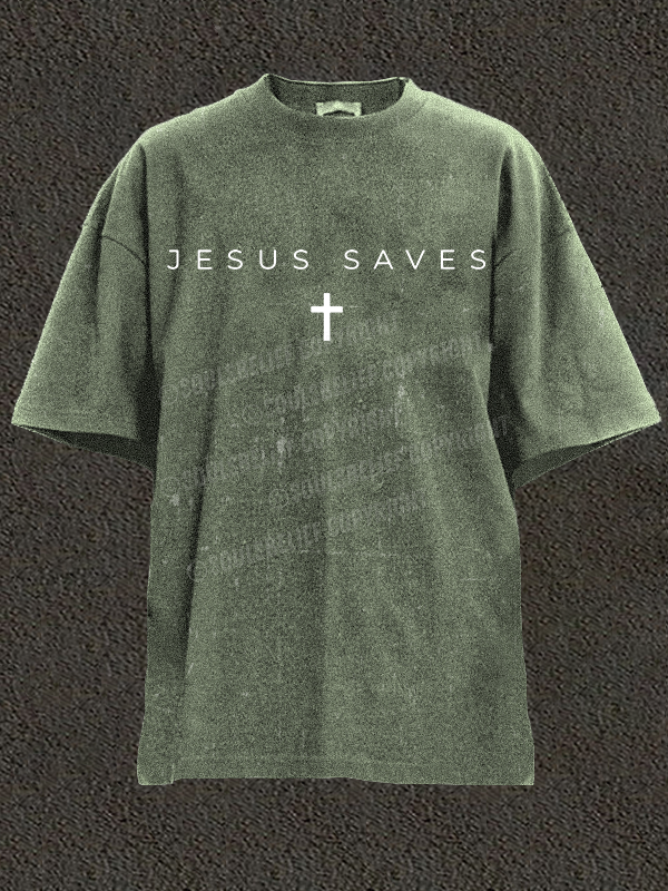 Jesus Saves Christian Washed T-Shirt