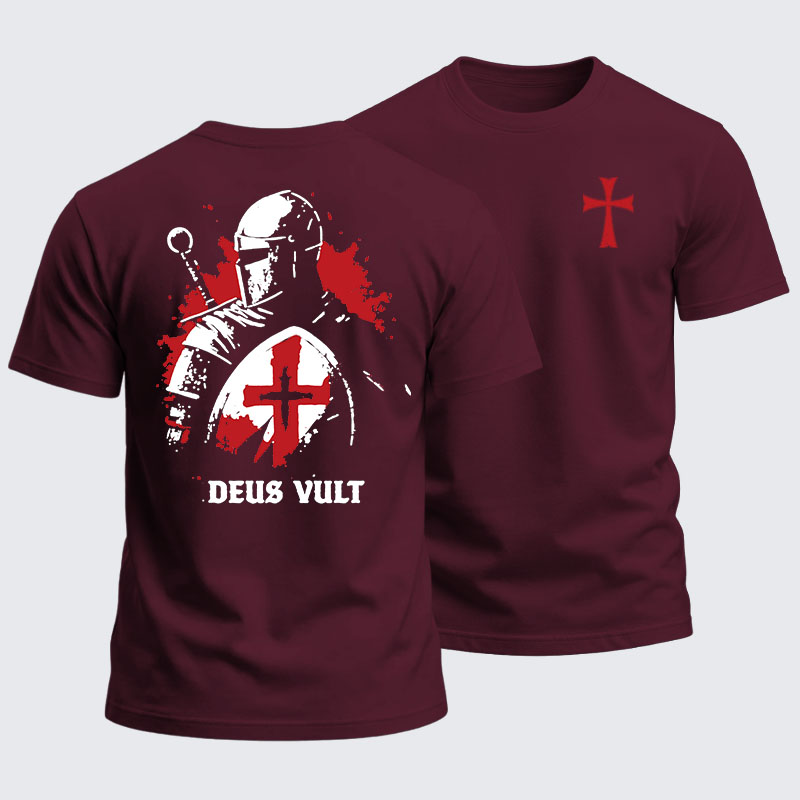 Heavyweight Cotton Tee - Deus Vult Knight Templar