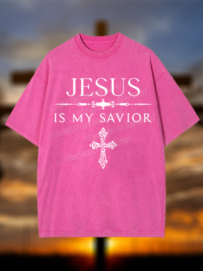 Jesus Is My Savior Christian Washed T-Shirt
