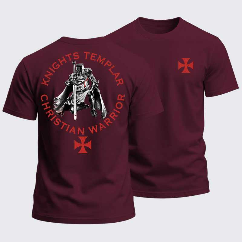 Heavyweight Cotton Tee - Knights Templar Templar Cross Crusader Knight