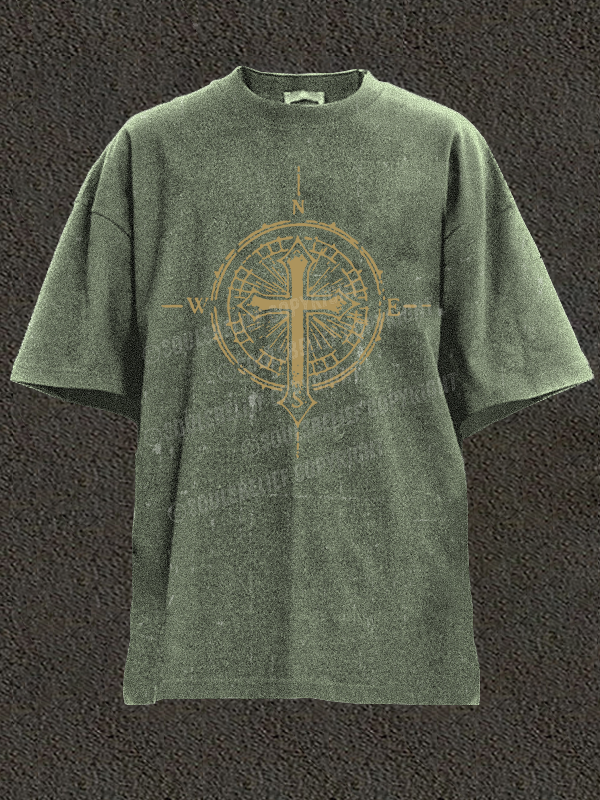 Cross Compass Christian Washed T-Shirt