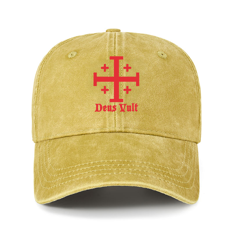 Heritage Washed Cap - Jerusalem Cross Deus Vult