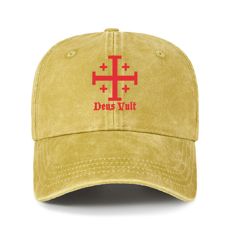Heritage Washed Cap - Jerusalem Cross Deus Vult